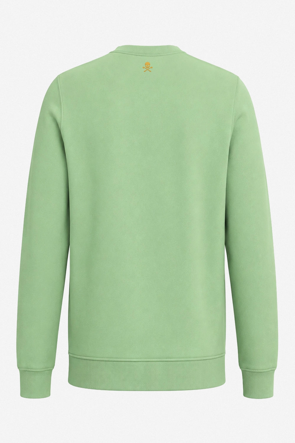 Sweat vert menthe pour femme, dos uni avec petit emblème discret au haut.