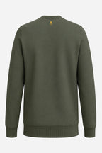Sweat de golf pour femme kaki, dos uni avec petit logo brodé au col.