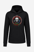 Sweat à capuche femme noir, motif rond tête de mort Golf, poche kangourou centrale