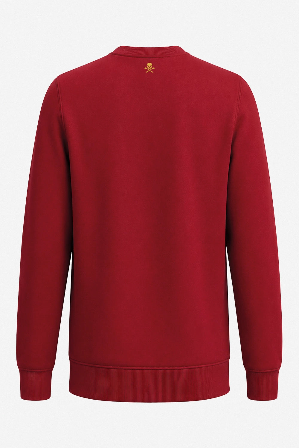 Sweat-shirt de golf femme bordeaux, vue dos avec petit écusson doré au col.