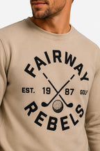 Sweat de golf pour homme ivoire, logo « Fairway Rebels » imprimé sur le devant