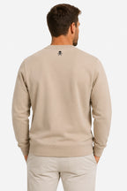 Sweat de golf pour homme ivoire, vue dos avec petit emblème au col