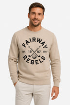 Sweat de golf pour homme ivoire, logo « Fairway Rebels » sur le devant, manches longues
