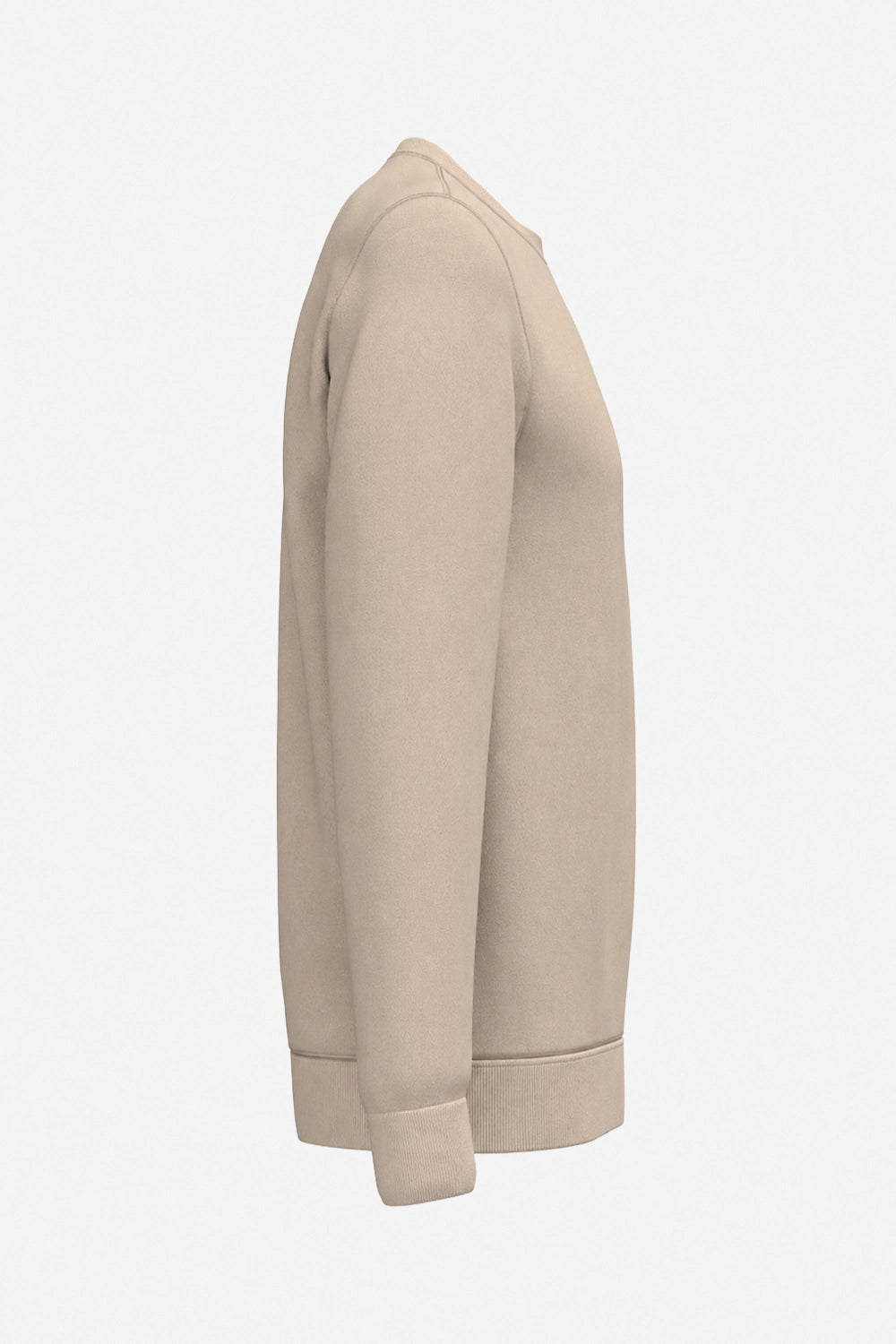Sweat de golf pour homme ivoire, vue de côté, manches longues et ourlet côtelé