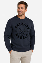 Sweat de golf pour homme bleu marine, devant avec logo « Fairway Rebels »