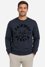 Sweat-shirt de golf homme bleu marine, logo graphique au centre, col rond
