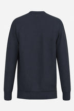 Sweat-shirt de golf homme bleu marine, vue dos, col rond et bas côtelé