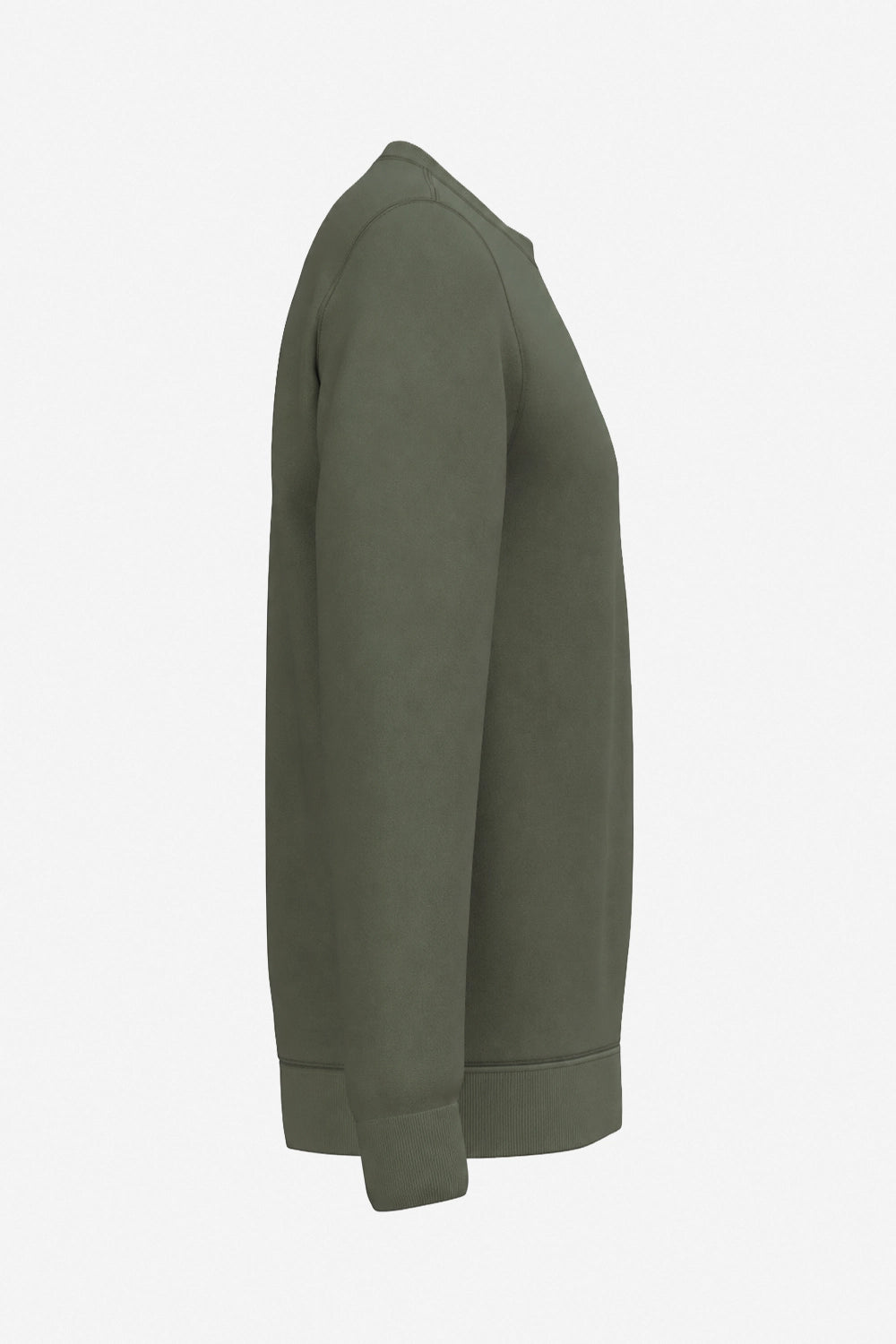 Sweat-shirt de golf homme vert, vue de profil, manches longues et bas côtelé