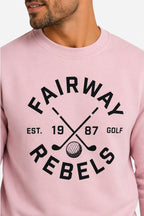 Sweat de golf homme rose clair, imprimé graphique devant en gros plan