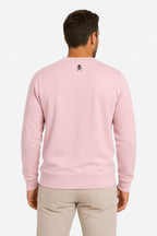 Sweat de golf homme rose clair, dos uni avec petit motif au centre