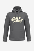 Sweat-shirt à capuche homme gris foncé, logo « GOLF ADDICT » devant, vue de face