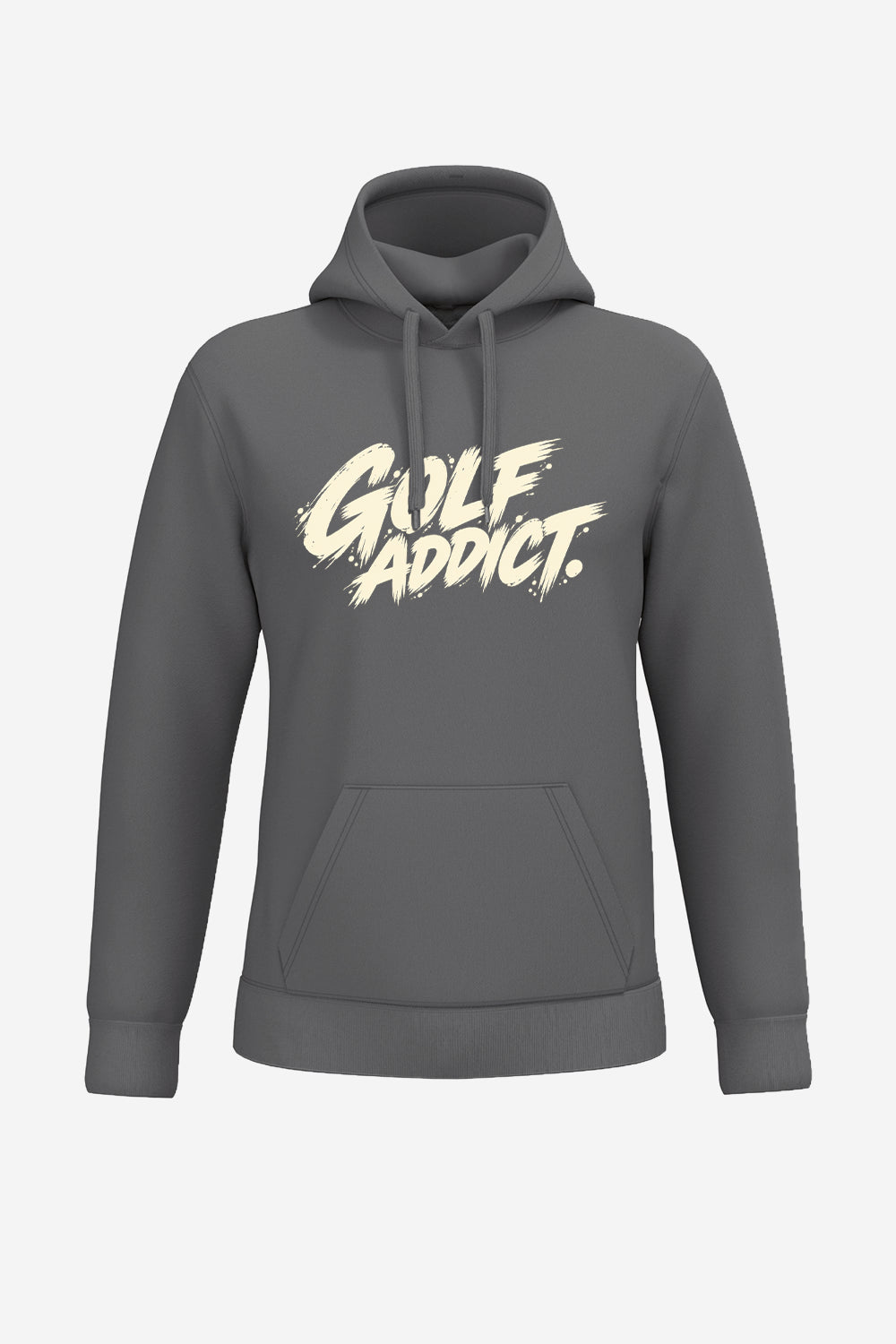 Sweat-shirt à capuche homme gris foncé, logo « GOLF ADDICT » devant, vue de face