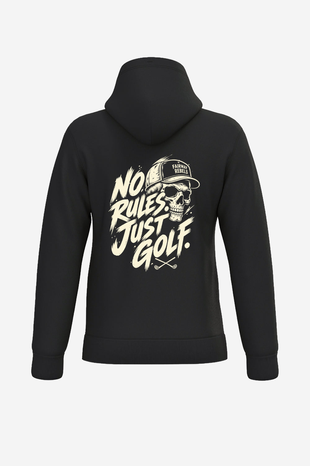 Sweat à capuche homme noir, imprimé « No Rules Juste Golf » au dos