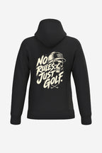 Sweat à capuche homme noir, imprimé « No Rules Juste Golf » au dos