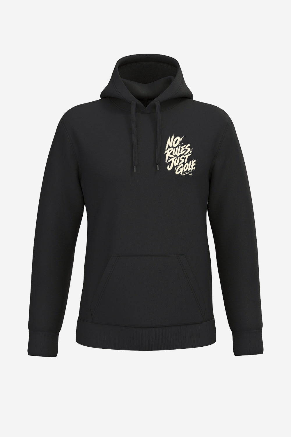 Sweat à capuche homme noir, logo « No Rules Juste Golf » sur la poitrine