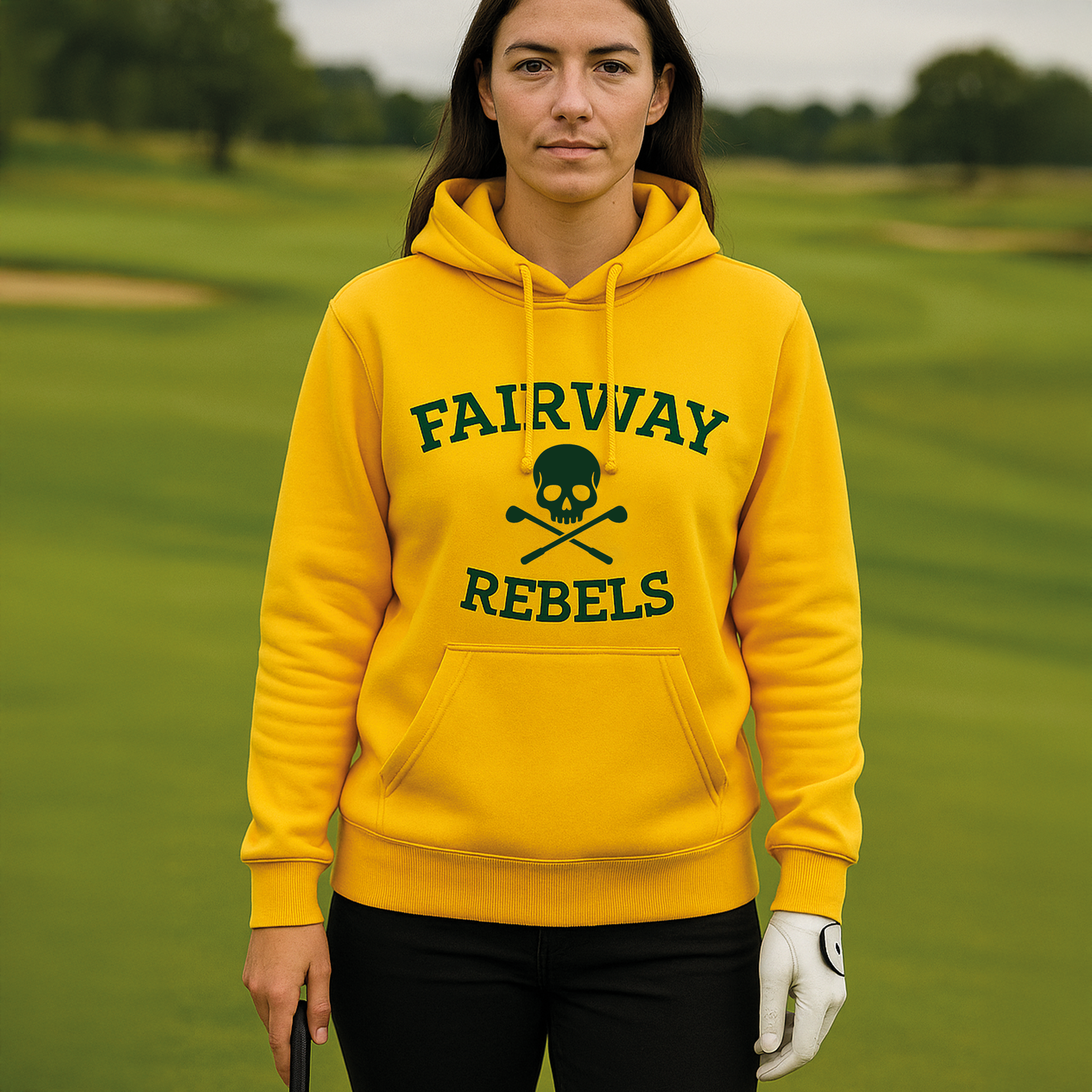 Sweat à Capuche Femme Jaune Original - Fairway Rebels golf