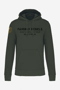 Sweat à capuche homme vert foncé, logo Fairway Rebels sur la poitrine, poche kangourou