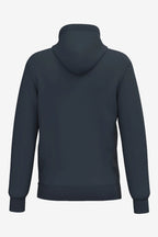 Sweat à capuche homme bleu marine, dos uni, coupe droite, capuche avec cordons.