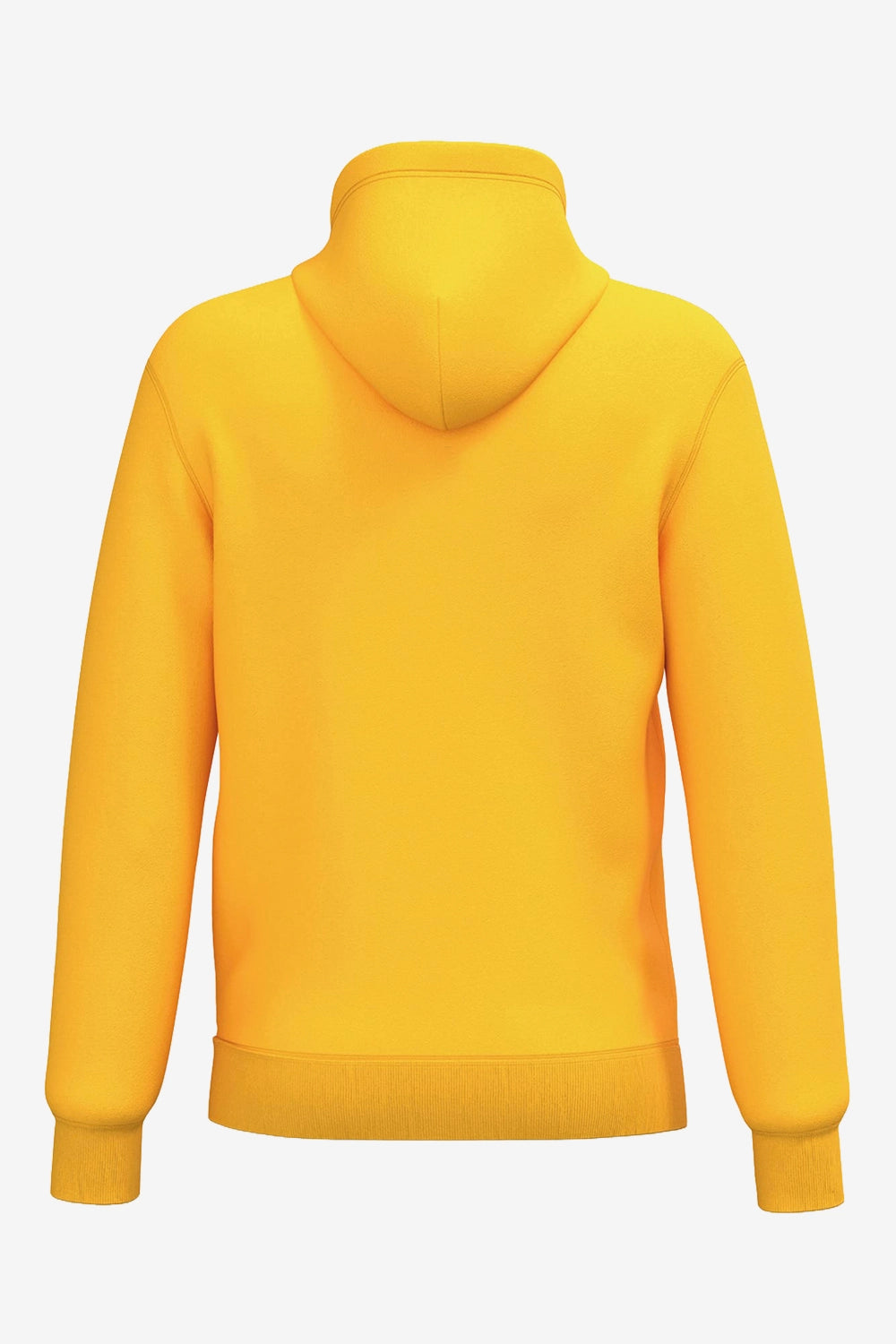 Sweat à capuche homme jaune, dos uni, coupe droite, capuche avec cordons.