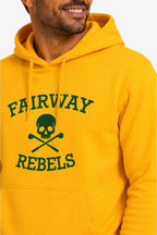 Veste sweat à capuche jaune homme, logo « Fairway Rebels » sur la poitrine