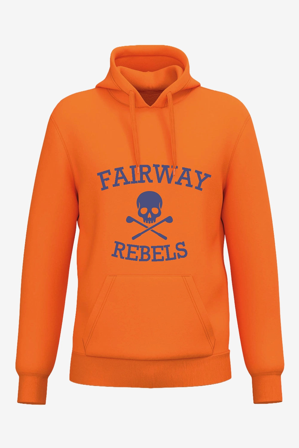 Veste sweat à capuche orange homme, logo « Fairway Rebels » sur la poitrine