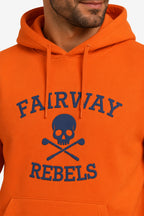 Sweat-shirt à capuche orange homme, gros logo « Fairway Rebels » brodé