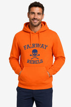 Veste sweat à capuche orange homme, logo « Fairway Rebels », poche kangourou