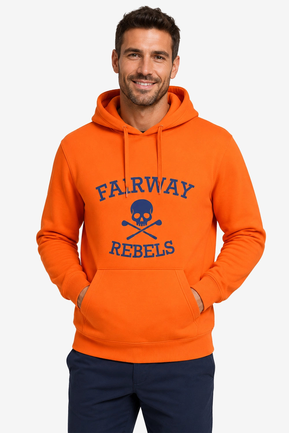Veste sweat à capuche orange homme, logo « Fairway Rebels », poche kangourou