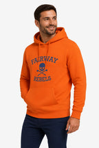 Veste sweat à capuche orange homme, logo « Fairway Rebels » sur la poitrine