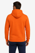 Homme sweat à capuche orange, poche kangourou, vue arrière