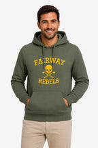 Homme sweat à capuche vert foncé avec logo « FAIRWAY REBELS », poche kangourou