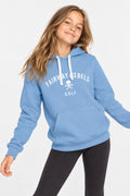Sweat à capuche fille bleu ciel avec impression « FAIRWAY REBELS GOLF »