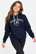 Sweat à capuche fille bleu marine, imprimé FAIRWAY REBELS GOLF, capuche et poche