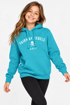 Sweat à capuche fille bleu turquoise, logo Golf, cordons et poche kangourou