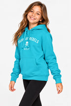 Sweat à capuche fille bleu turquoise, logo Golf, poche kangourou