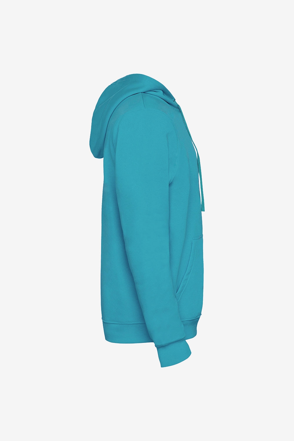 Sweat à capuche bleu turquoise, vue de côté, manches longues
