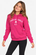Sweat de golf fille fuchsia à capuche avec cordon, logo « FAIRWAY REBELS GOLF »