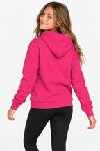 Sweat de golf pour fille fuchsia à capuche et poche kangourou, vue dos