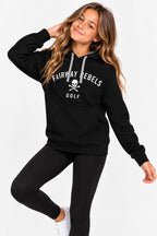 Sweat de golf pour fille noir à capuche, logo brodé « FAIRWAY REBELS GOLF »