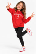 Sweat à capuche rouge pour fille, imprimé Fairway Rebels Golf et logo crâne