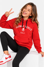 Sweat à capuche rouge pour fille, imprimé Golf avec logo pirate
