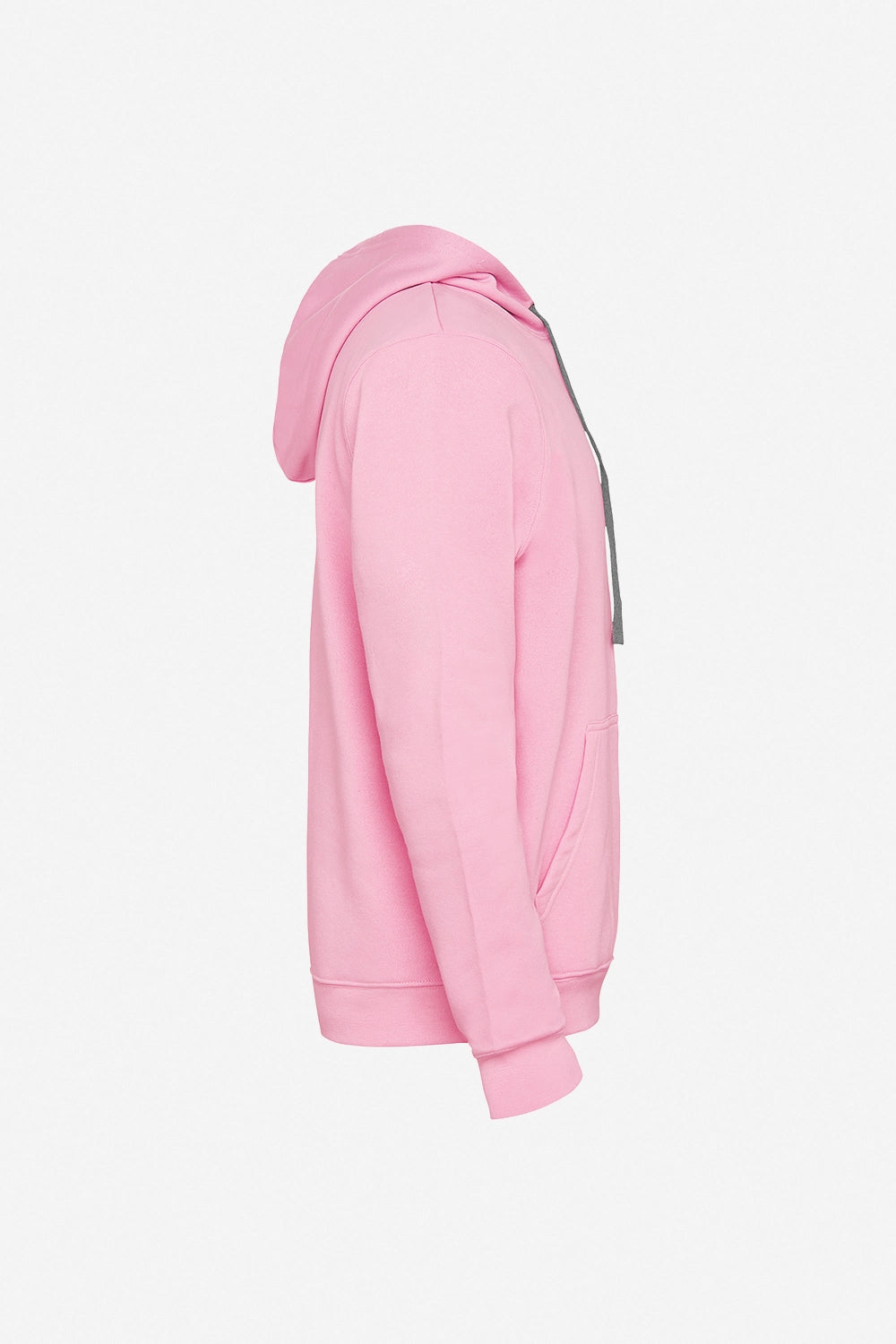 Sweat à capuche rose garçon, vue de profil, manches longues et poche avant