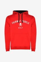 Sweat à capuche rouge enfant, capuche avec cordon noir et logo frontal