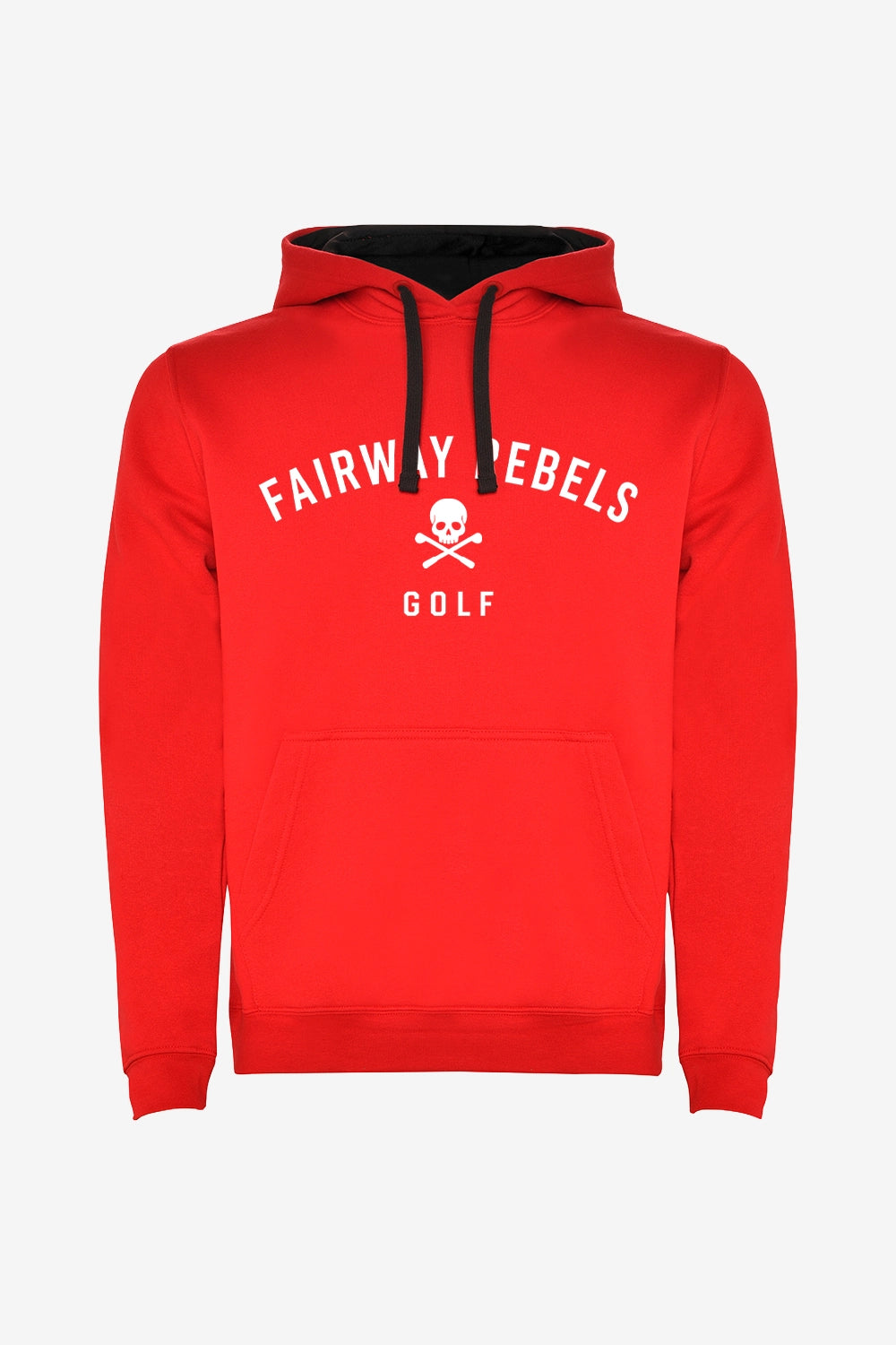 Sweat à capuche rouge enfant, capuche avec cordon noir et logo frontal