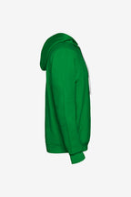 Sweat à capuche vert pour garçon, vue de côté, manches longues et poche kangourou