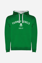 Sweat à capuche vert pour garçon, logo FAIRWAY EREBELS GOLF avec tête de mort