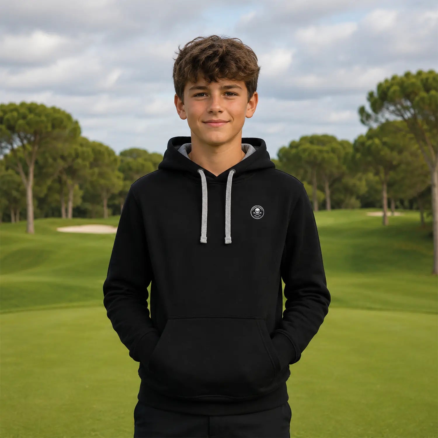 Golf-Kapuzenpullover für Kinder, Schwarz