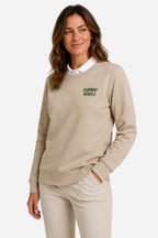 Sweat de golf femme beige naturel, manches longues, encolure ronde, logo poitrine «FAIRWAY REBELS».