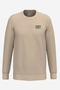 Sweat de golf femme beige naturel, avant uni, petit logo «FAIRWAY REBELS», col rond.