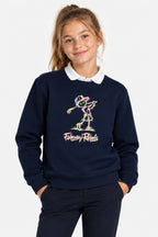 Sweat Golf Fille Bleu Marine Col Rond